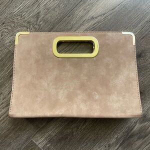 Top Handle Faux Suede Clutch